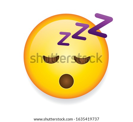High quality emoticon on white background. Sleeping emoji vector illustration.
Yellow face emoji with closed eyes. Popular chat elements. Trending emoticon.