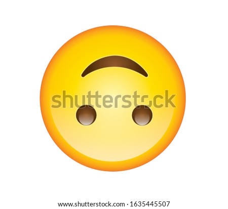 High quality emoticon on white background. Emoji upside down smiling.
Yellow face emoji smiling vector illustration.