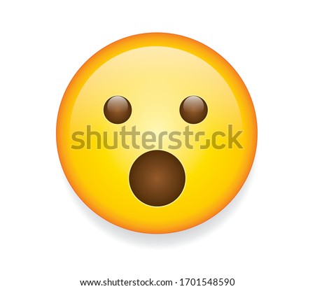 High quality emoticon isolated on white background. Emoji face with Open Mouth and open eyes.
Yellow face wow emoji.Social media surprised, shocked emoticon.Popular chat elements. Trending emoticon.