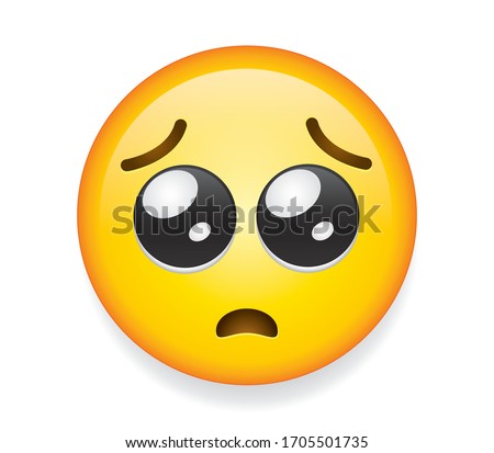 High quality emoticon on isolated on white background. Pleading face emoji.
Yellow face emoji with a small frown, and large eyes, as if begging or pleading.Popular chat elements. Trending emoticon. Imagine de stoc © 