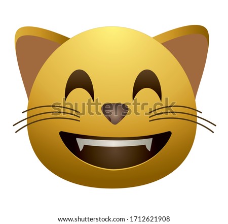 
High quality emoticon.Cute grinning cat on white Background. Isolated Vector Illustration. Smiling cat emoji.	