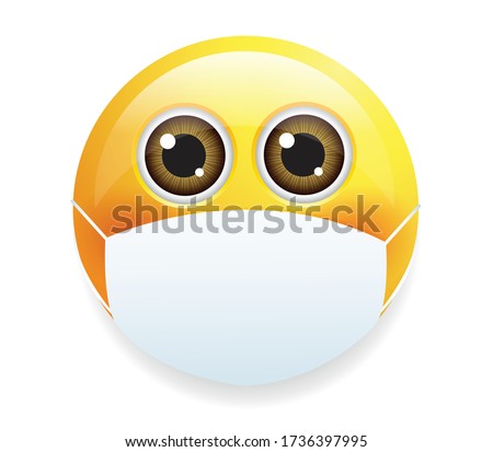 High quality emoticon on white background. Emoji with eyes and mask.
Face With Medical Mask emoji vector illustration.Mask emoji.Medical mask emoticon.