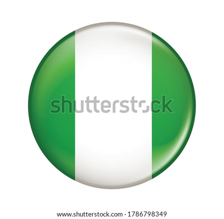 Nigeria flag icon isolated on white background. Nigeria flag. Flag icon glossy.
