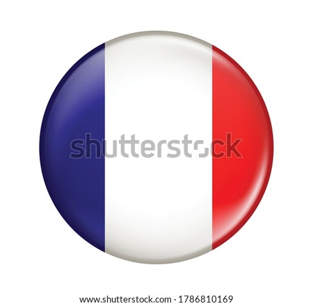 France flag icon isolated on white background. France flag. Flag icon glossy.