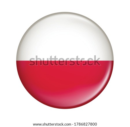 Poland flag icon isolated on white background. Poland flag. Flag icon glossy.