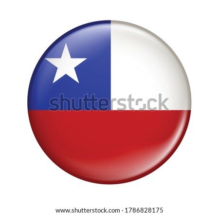 Chile flag icon isolated on white background. Chile flag. Flag icon glossy.