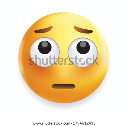 High quality emoticon on white background. Rolling eyes Emoji.
Yellow face with rolling eyes vector illustration. Popular chat elements. Wondering emoticon.