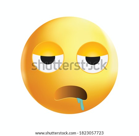 Drooling face vector illustration on white background. Sleepy face emoji. Popular emoticon.