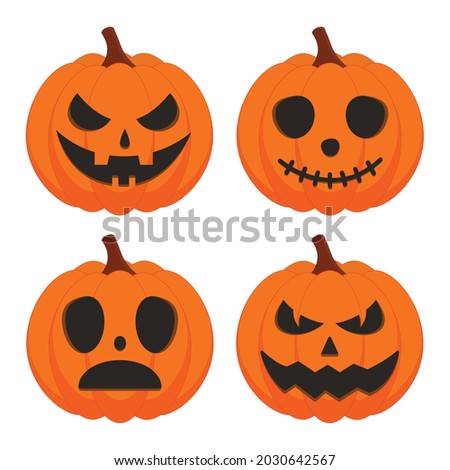 Halloween pumpkin vector set isolated on white background. Scary Jack O Lantern Halloween pumpkin set. Foto stock © 