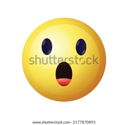 High quality emoticon isolated on white background. Emoji face with Open Mouth and open eyes.
Yellow face wow emoji. Surprised, shocked emoticon.