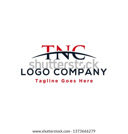 Initial letter TNC, overlapping movement swoosh horizon logo design inspiration in red and dark blue color vector