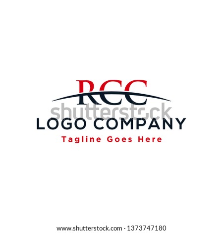 Initial letter RCC, overlapping movement swoosh horizon logo design inspiration in red and dark blue color vector