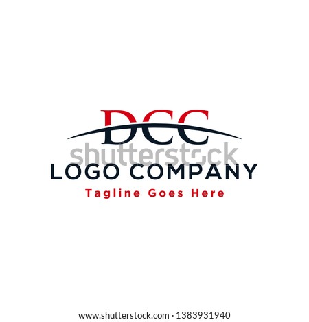 Initial letter DCC, overlapping movement swoosh horizon logo company design inspiration in red and dark blue color vector
