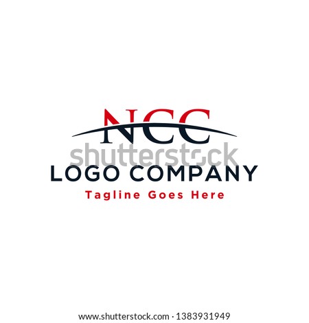Initial letter NCC, overlapping movement swoosh horizon logo company design inspiration in red and dark blue color vector