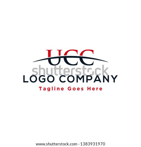 Initial letter UCC, overlapping movement swoosh horizon logo company design inspiration in red and dark blue color vector