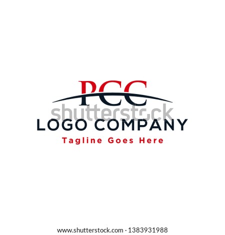 Initial letter PCC, overlapping movement swoosh horizon logo company design inspiration in red and dark blue color vector