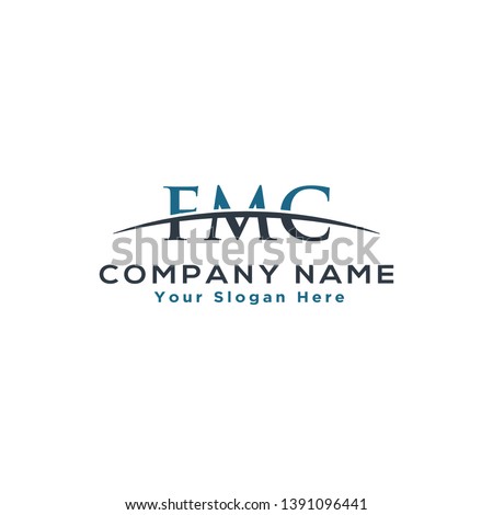 Initial letter FMC, overlapping movement swoosh horizon logo company design inspiration in blue and grey color vector