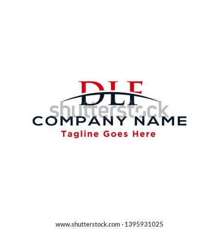 Initial letter DLF, overlapping movement swoosh horizon logo company design inspiration in red and dark blue color vector