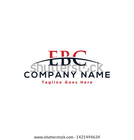 Initial letter EBC, overlapping movement swoosh horizon logo company design inspiration in red and dark blue color vector