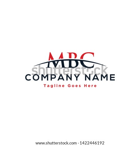 Initial letter MBC, overlapping movement swoosh horizon logo company design inspiration in red and dark blue color vector
