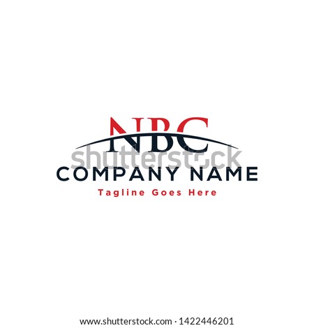 Initial letter NBC, overlapping movement swoosh horizon logo company design inspiration in red and dark blue color vector