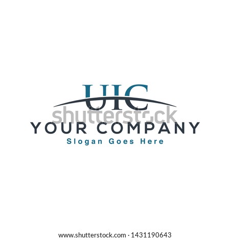 Initial letter UIC, overlapping movement swoosh horizon logo company design inspiration in blue and gray color vector