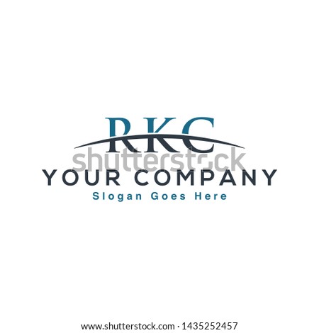 Initial letter RKC, overlapping movement swoosh horizon logo company design inspiration in red and dark blue color vector
