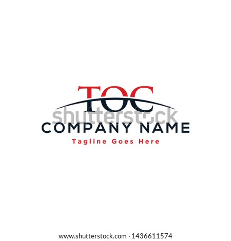 Initial letter TOC, overlapping movement swoosh horizon logo company design inspiration in red and dark blue color vector