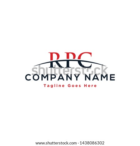 Initial letter RPC, overlapping movement swoosh horizon logo company design inspiration in red and dark blue color vector