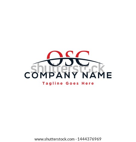 Initial letter OSC, overlapping movement swoosh horizon logo company design inspiration in red and dark blue color vector