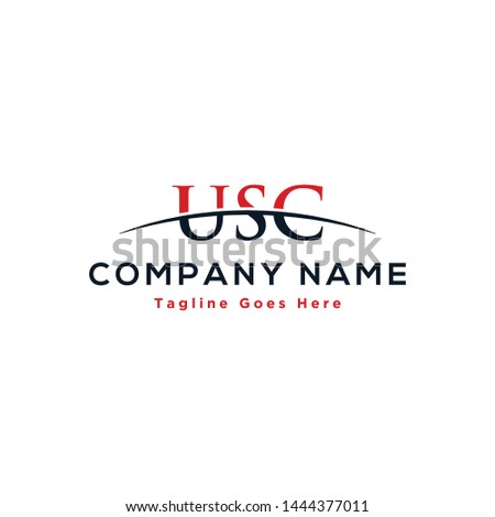 Initial letter USC, overlapping movement swoosh horizon logo company design inspiration in red and dark blue color vector