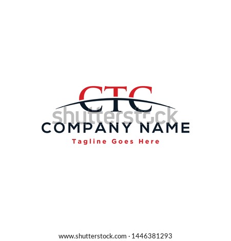 Initial letter CTC, overlapping movement swoosh horizon logo company design inspiration in red and dark blue color vector