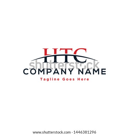 Initial letter HTC, overlapping movement swoosh horizon logo company design inspiration in red and dark blue color vector