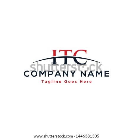 Initial letter ITC, overlapping movement swoosh horizon logo company design inspiration in red and dark blue color vector