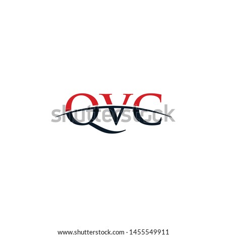 Initial letter QVC, overlapping movement swoosh horizon logo company design inspiration in red and dark blue color vector