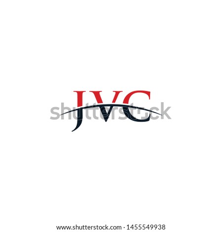 Initial letter JVC, overlapping movement swoosh horizon logo company design inspiration in red and dark blue color vector