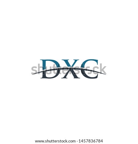 Initial letter DXC, overlapping movement swoosh horizon logo company design inspiration in blue and gray color vector