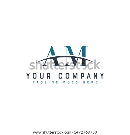 Initial letter AM, overlapping movement swoosh horizon logo company design inspiration in blue and gray color vector