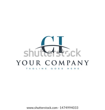 Initial letter CI, overlapping movement swoosh horizon logo company design inspiration in blue and gray color vector Stock fotó © 