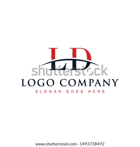 Initial letter LD, overlapping movement swoosh horizon logo company design inspiration in red and dark blue color vector Stock fotó © 