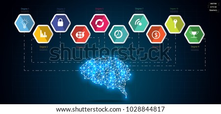 Brain Polygon  Shape  - Icon Colorful variety Polygon, 1 - 10 degree -  modern Idea and Concept Vector illustration Business Infographic template.