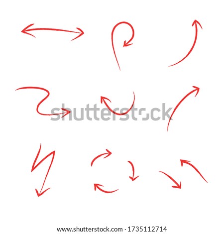 Hand-drawn various handwriting symbols arrow circles