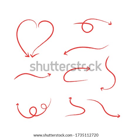 Hand-drawn various handwriting symbols arrow circles