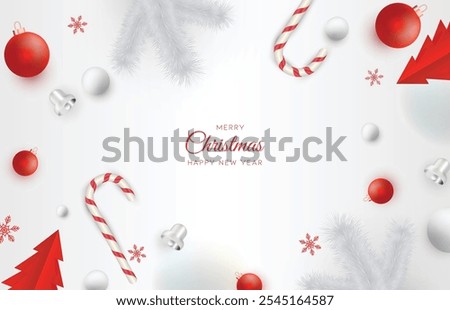 Merry Christmas greeting card vector poster set. christmas balls