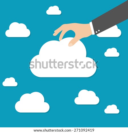 Businessman hand picked clouds