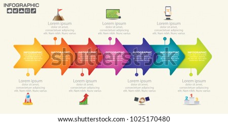 7 Parts infographic design vector and marketing icons can be used for workflow layout, diagram, report, web design. Business concept with options, steps or processes.