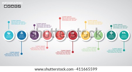 Timeline infographics design template with 10 options, process diagram, vector eps10 illustration