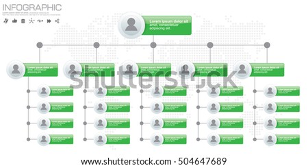 Corporate organization chart with people icons. Vector illustration.