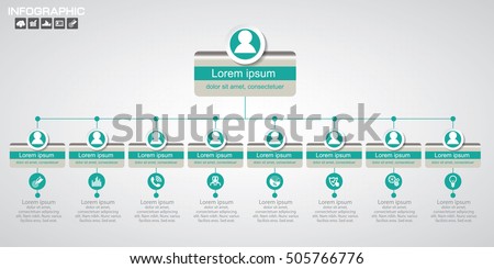 Rectangle Organization Chart Infographics, People Icon, Business Structure, Vector Illustration.