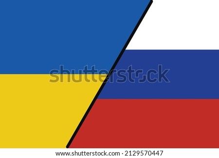ukraine state flag illustration vs russia state flag illustration. ukraina vs rusia